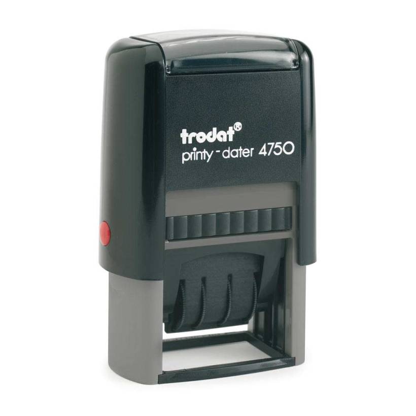Trodat Printy 4750/L2 Datumstempel mit Text BEZAHLT, Selbstfärber, Abdruckfarbe blau-rot Trodat Printy 4750/L2 Datumstempel mit Text BEZAHLT, Selbstfärber, Abdruckfarbe blau-rot